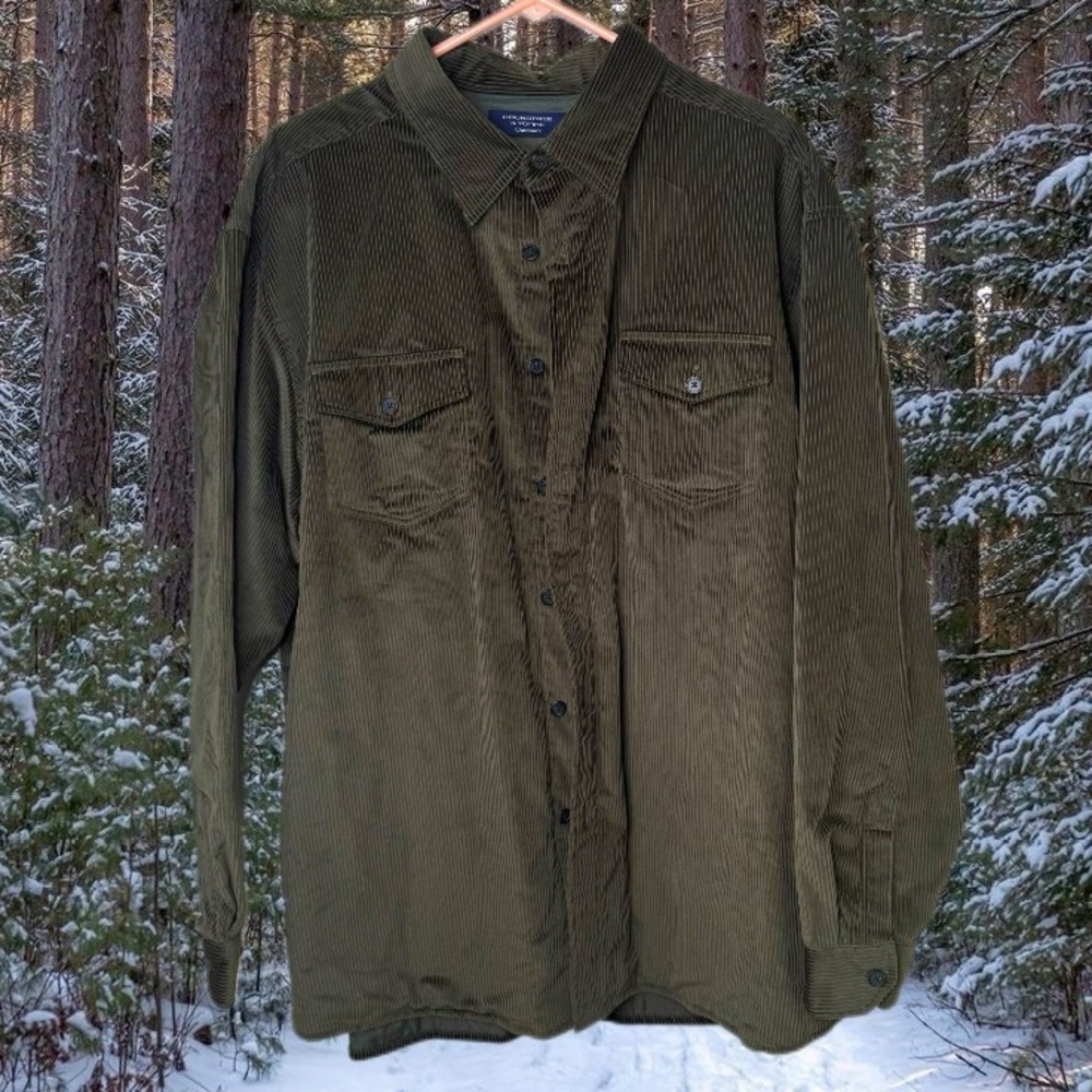 Roundtree & Yorke Olive Corduroy Shirt Jacket